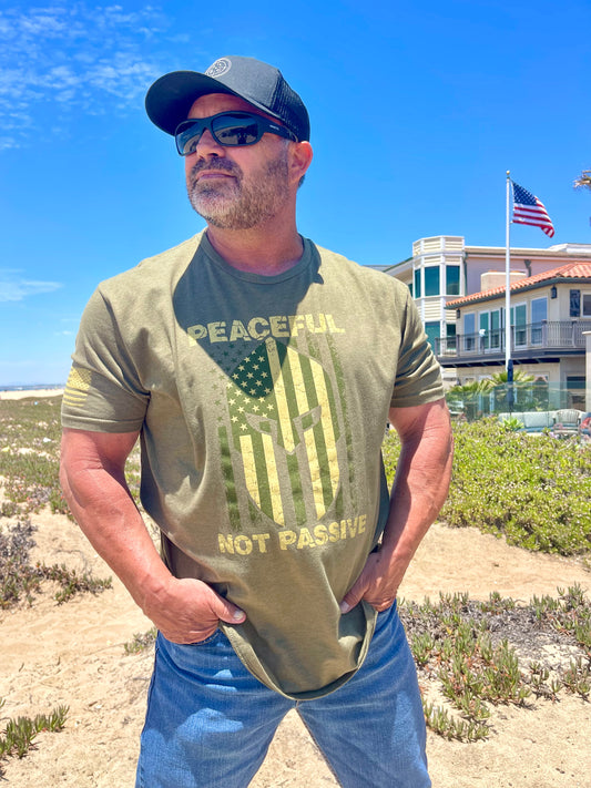 Peaceful Not Passive American Patriot T-Shirt